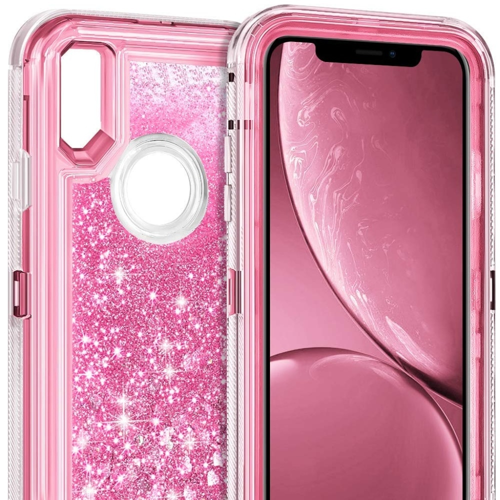 Fits iPhone Pink Glitter Liquid Bling Case
